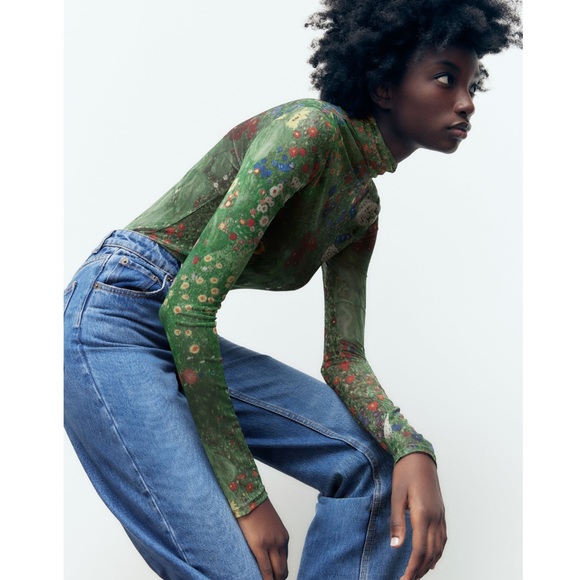 Zara FARM GARDEN WITH SUNFLOWERS TULLE BODYSUIT - Picture 4 of 7